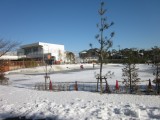 校庭は雪景色