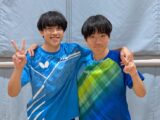 高校卓球部　湘南地区個人戦男子1年生の部で2名がベスト８進出！